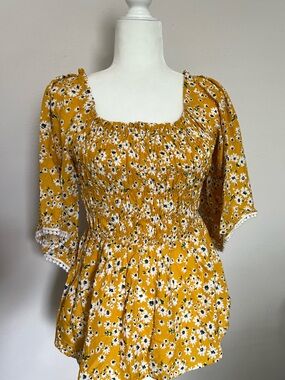 Golden Yellow Floral Blouse
